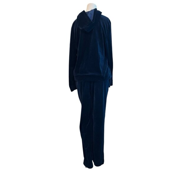 Lauren Ralph Lauren Large Dark Blue Velour Track Suit Zip Jacket Pants Set LRL - Picture 5 of 11
